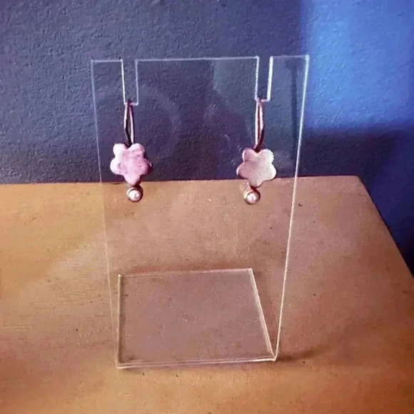 Matte Sterling Silver Petite Flower Earrings - Picture 1 of 4